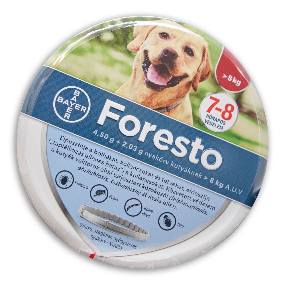 Foresto 1,25 g + 0,56 g nyakörv macskáknak és kutyáknak 8 kg-ig A.U.V.