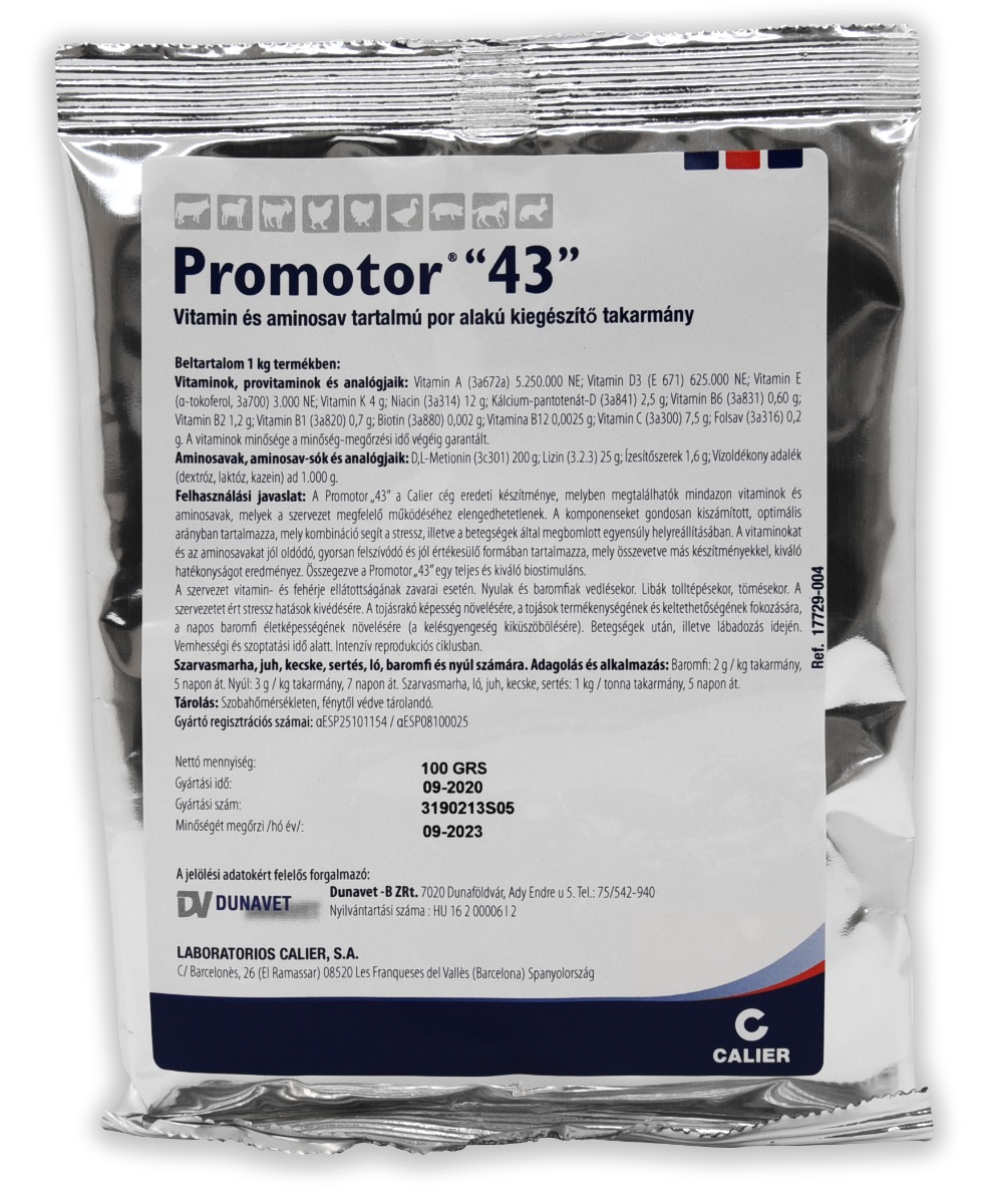 PROMOTOR 43 por alakú kiegészítő takarmány valamennyi állatfaj részére-100 g