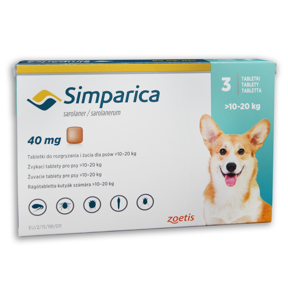Simparica 40 mg rágótabletta 10-20 kg 3x