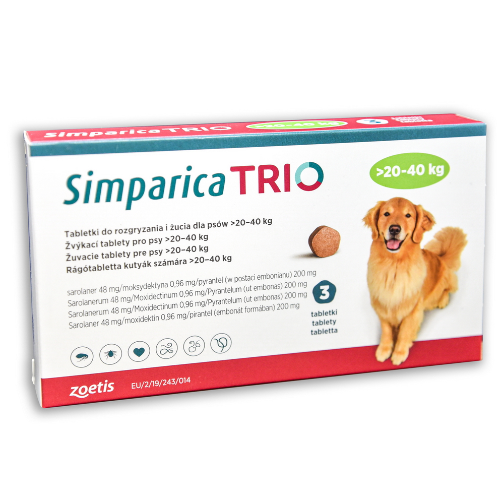 Simparica Trio rágótabletta 20-40 kg 3x