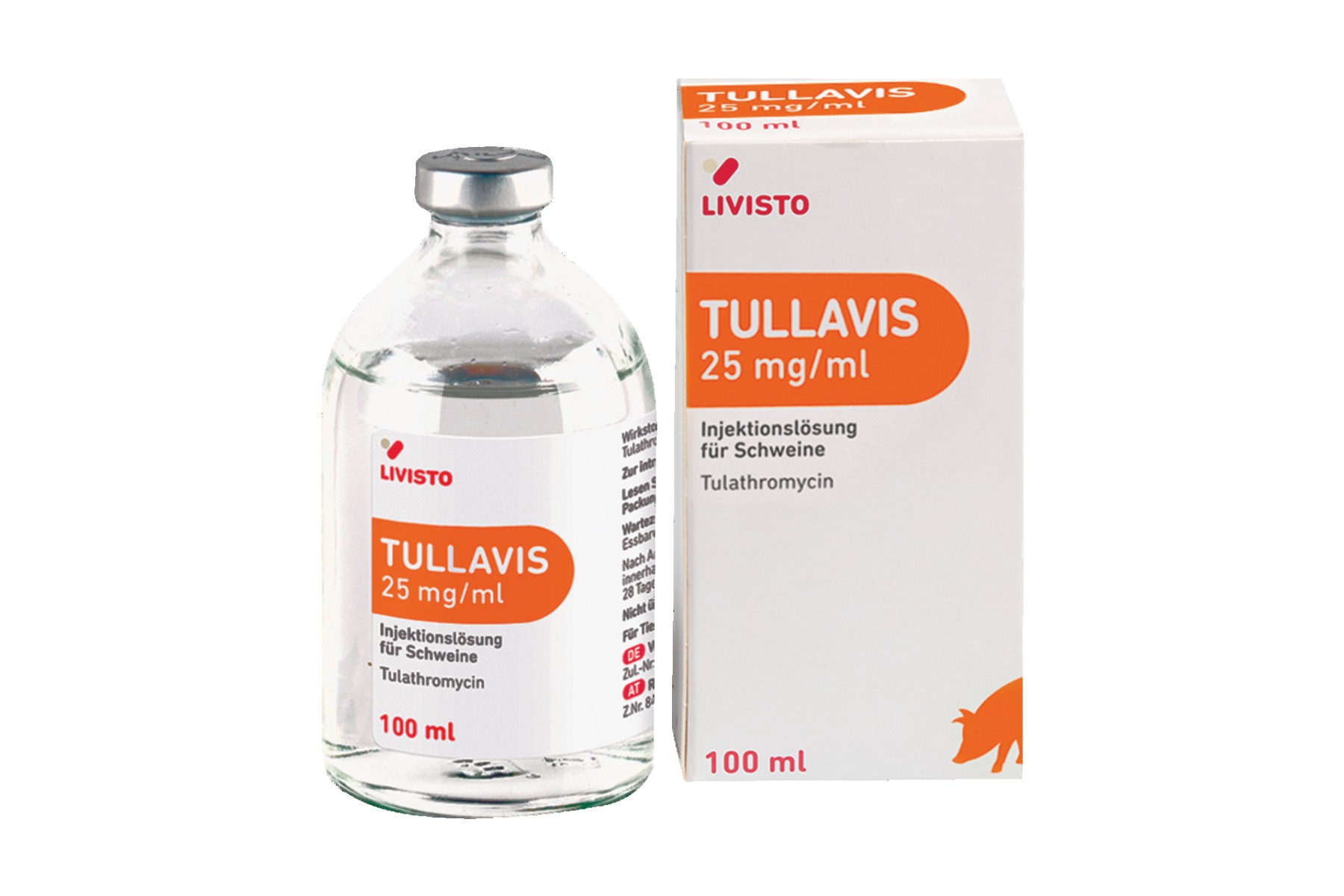 Tullavis 25 mg/ml oldatos injekció sertések számára A.U.V