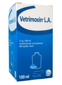 VETRIMOXIN L.A. szuszpenziós injekció szarvasmarhák és sertések részére A.U.V.-100ml